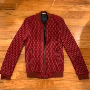 Red woven Varsity Jacket